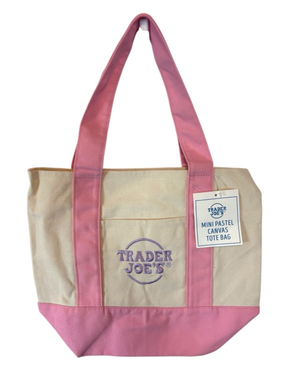 Trader Joe's Pink & Cream Mini Canvas Tote